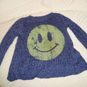 TEASE BLUE YELLOW LEOPARD SMILEY FACE TOP